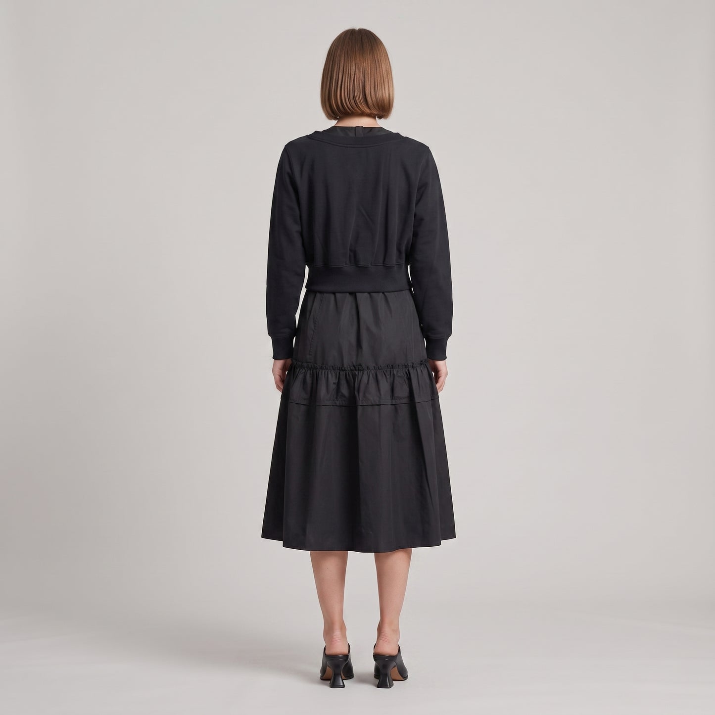 Pleated Mixed Media Mini Dress
