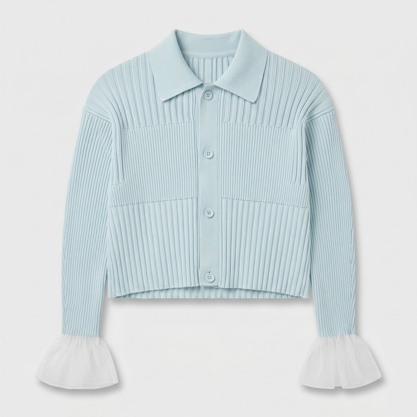 Ribbed Collared Knit Cardigan
