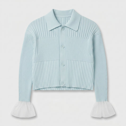 Ribbed Collared Knit Cardigan