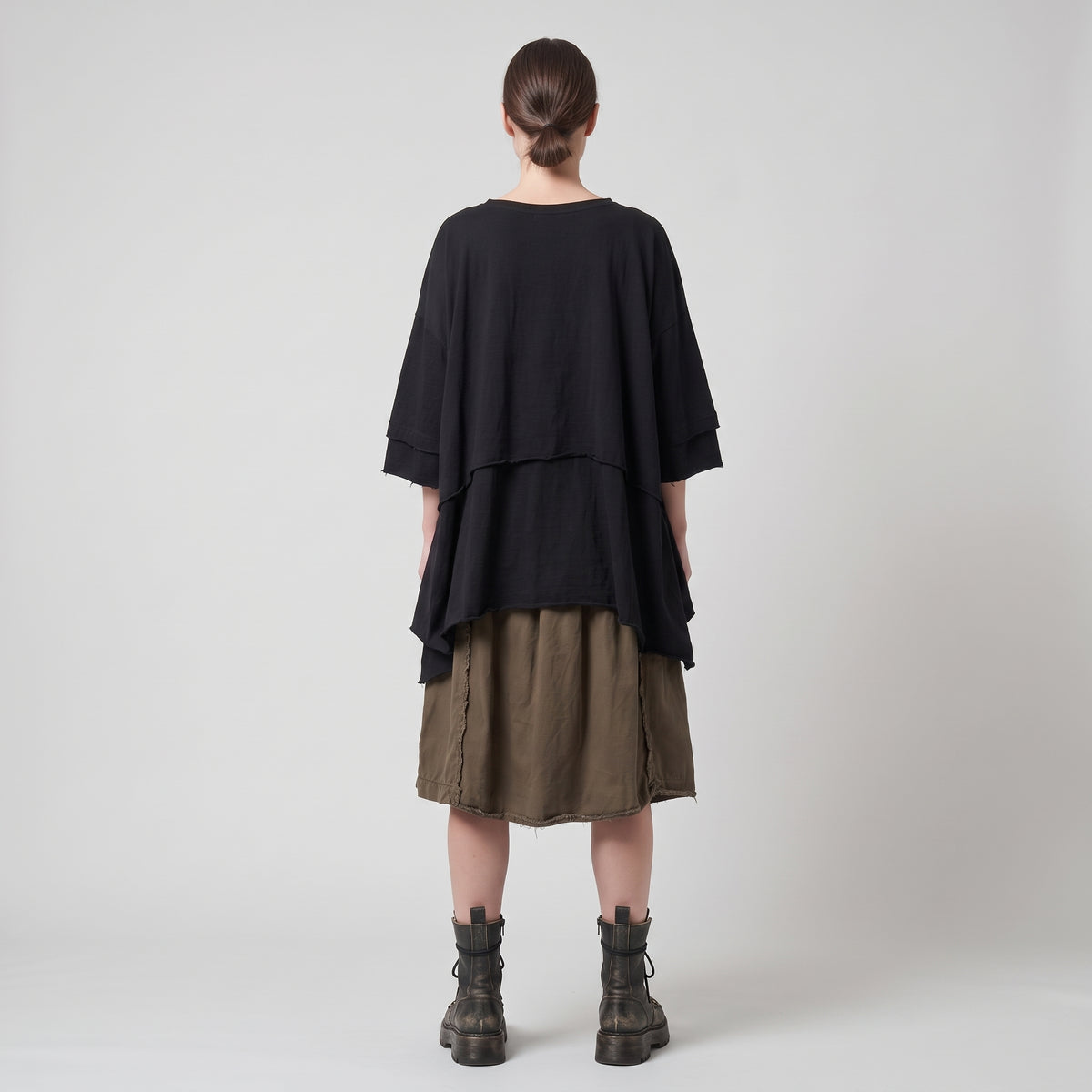 Asymmetric Olive Cargo Skirt