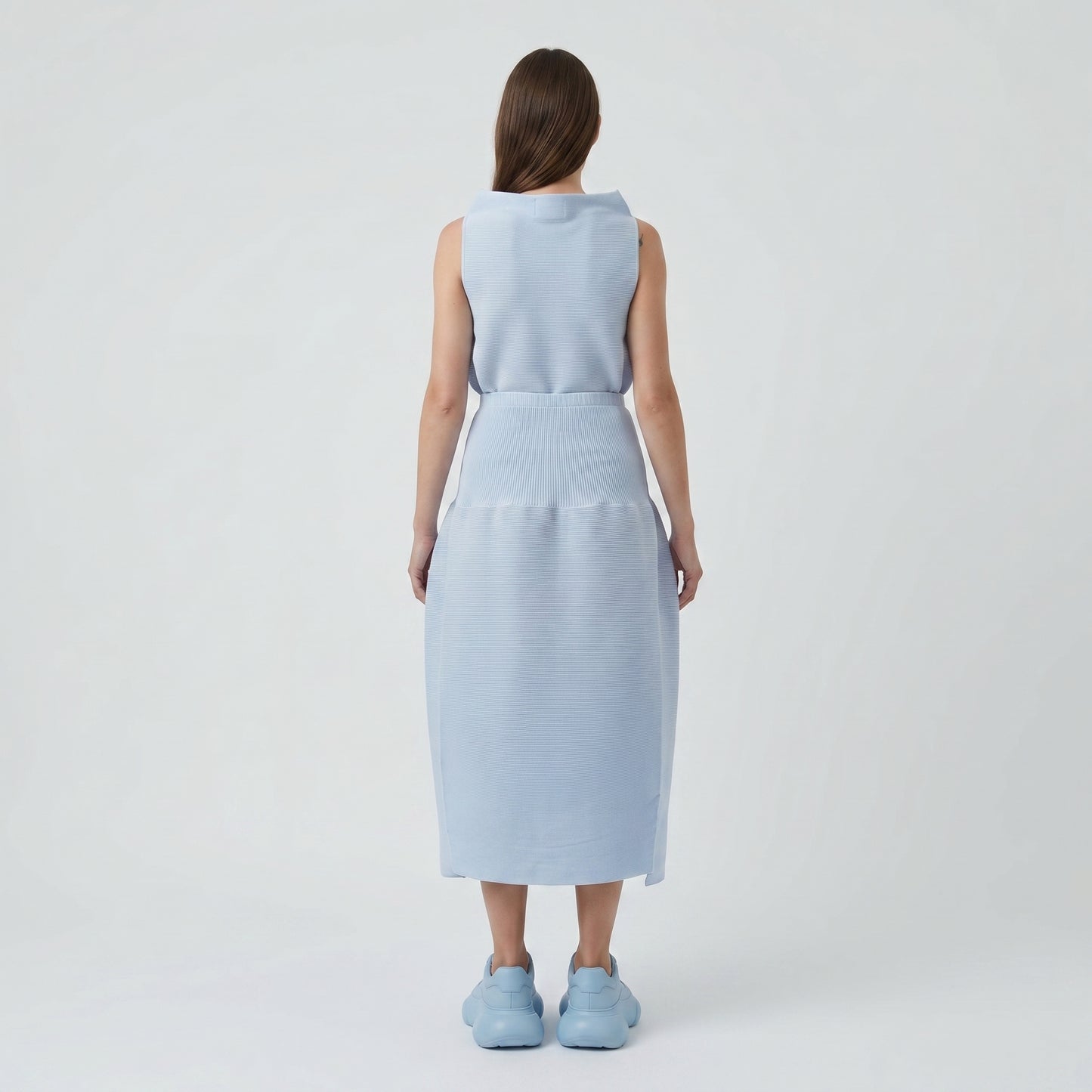 Architectural Pleated Powder Blue Skirt