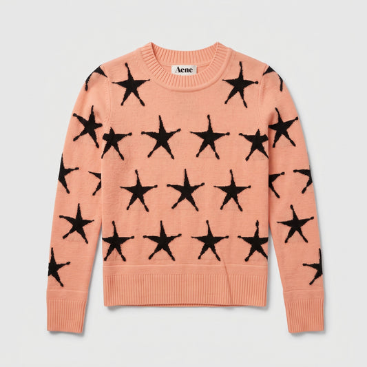 Star Intarsia Crewneck Knit Sweater