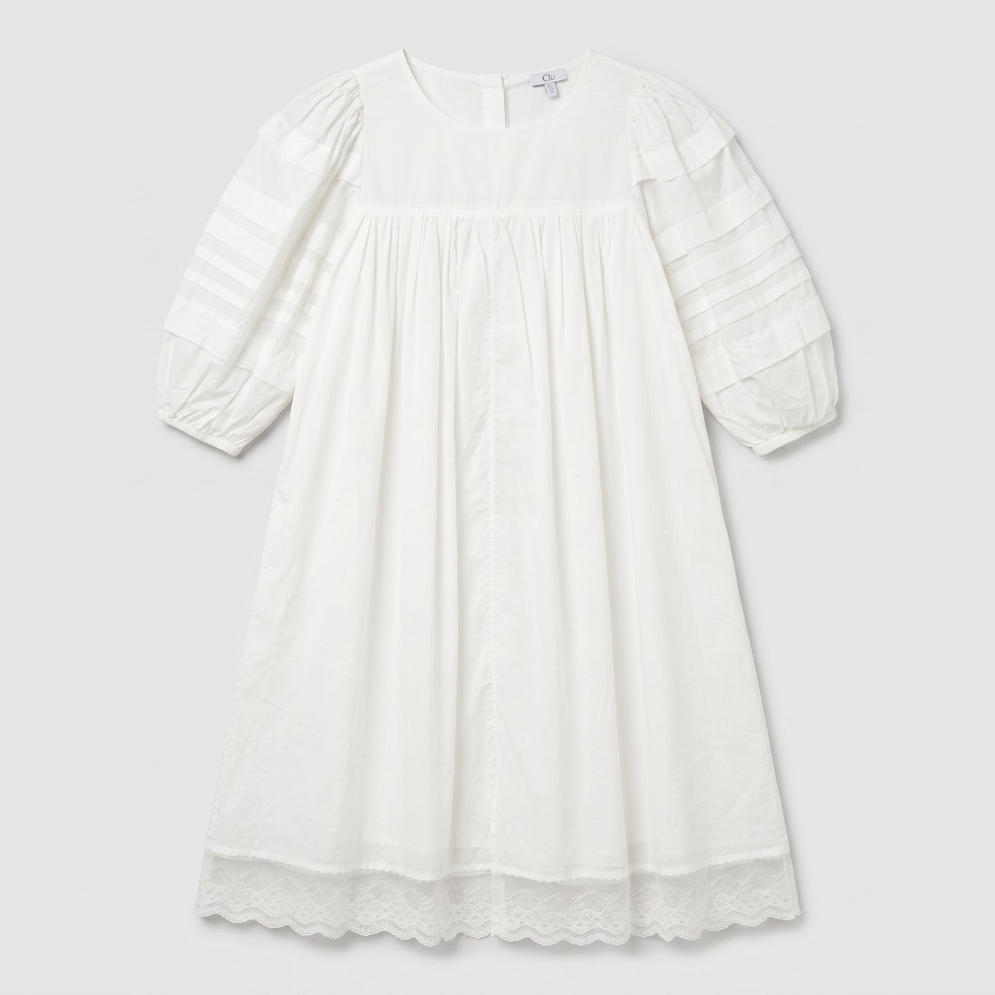 White Puff Sleeve Cotton Dress