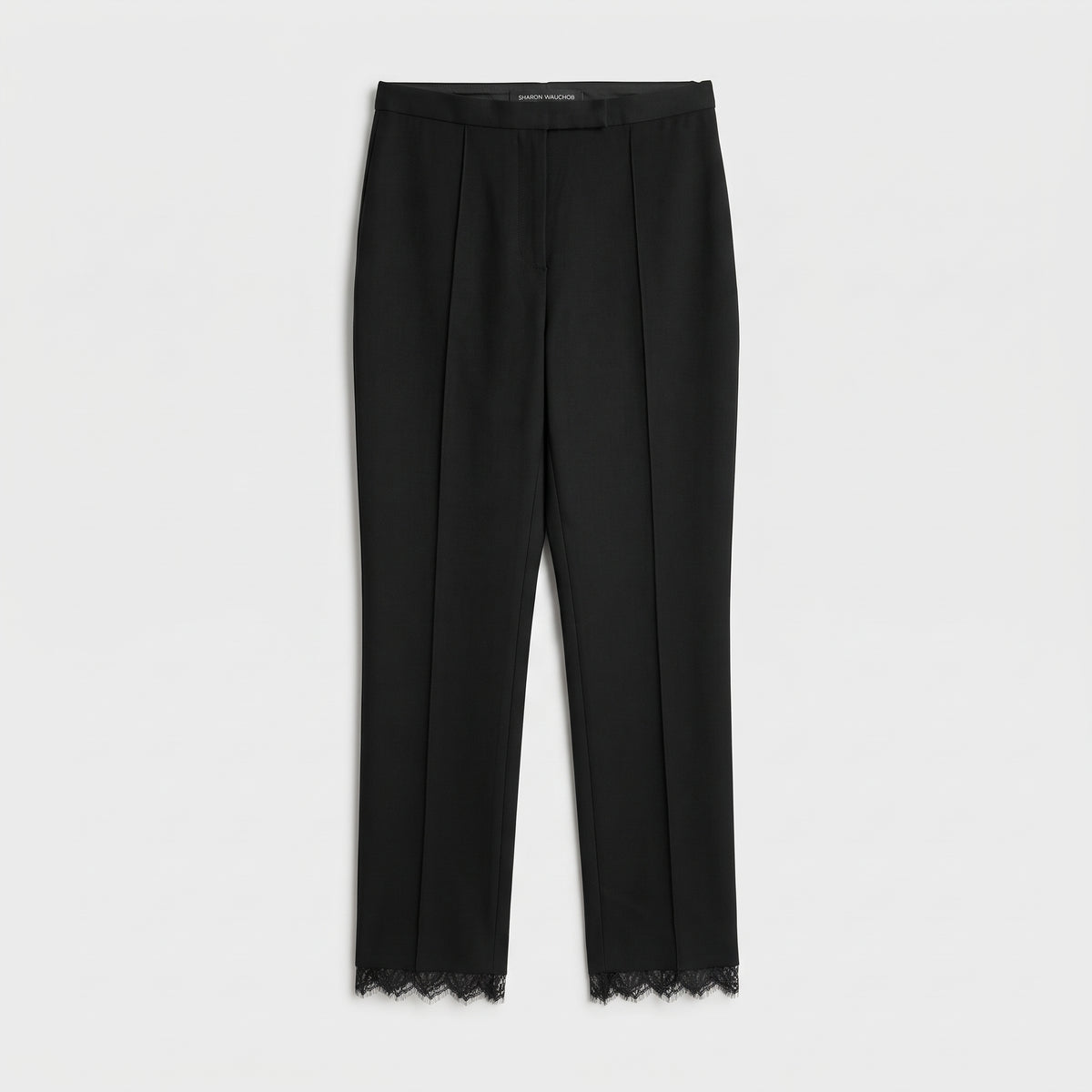 Tailored Lace-Trimmed Slim Trousers