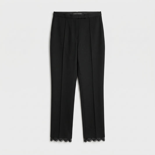 Tailored Lace-Trimmed Slim Trousers