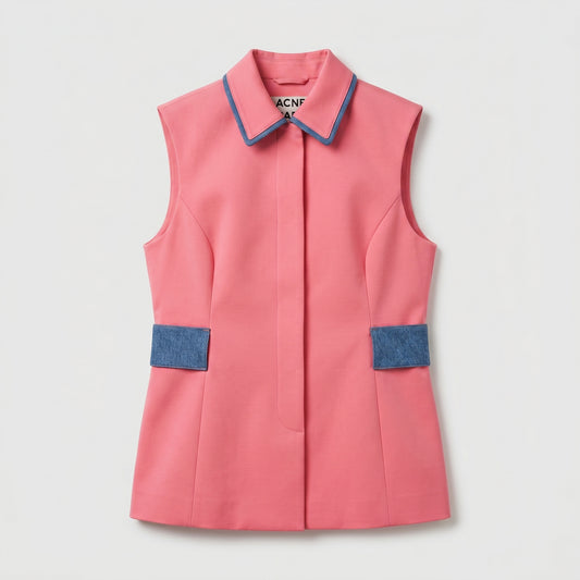 Sleeveless Tailored Pink Vest