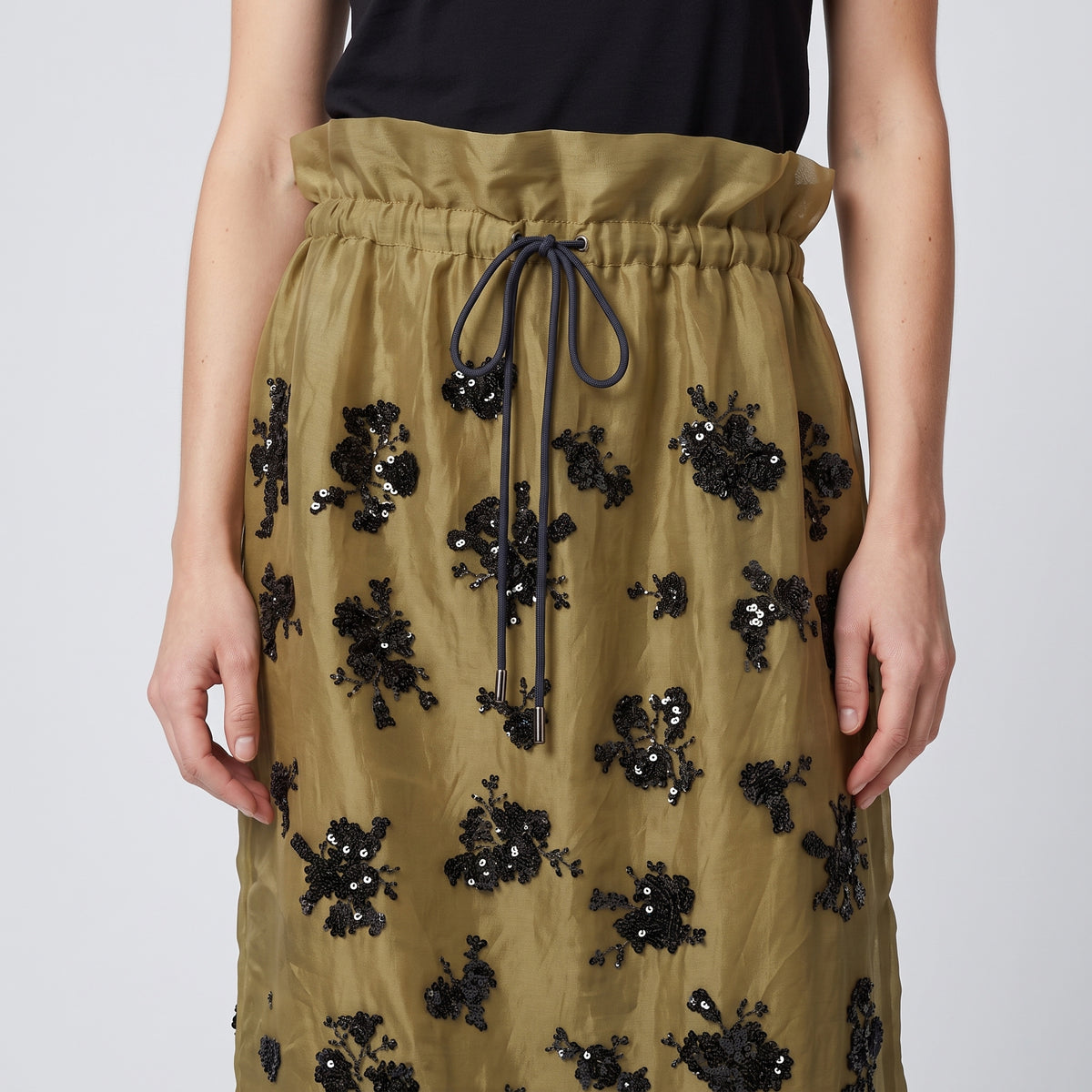 Embellished Sheer Midi Skirt