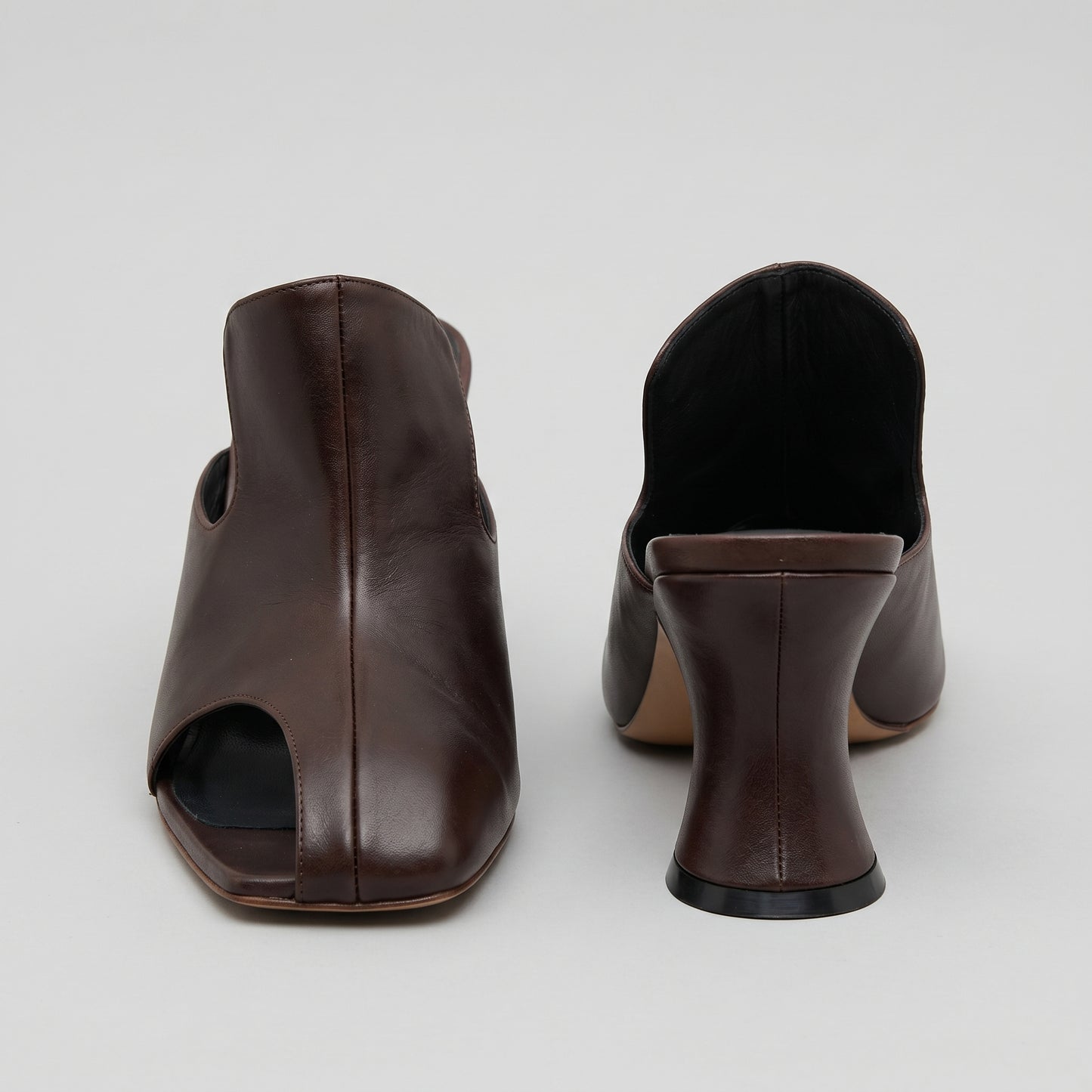 Sculptural Leather Open-Toe Mules