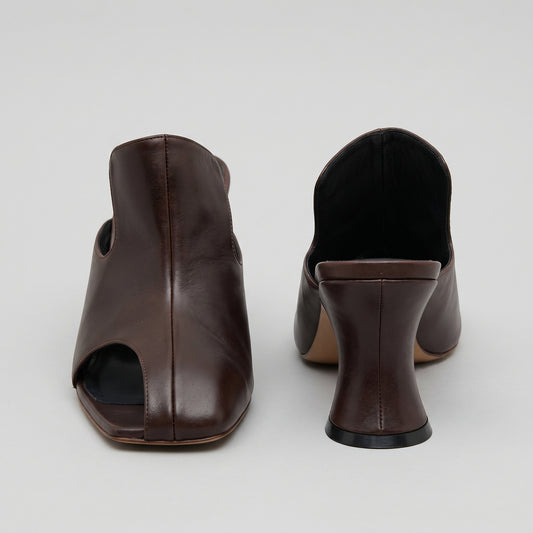 Sculptural Leather Open-Toe Mules