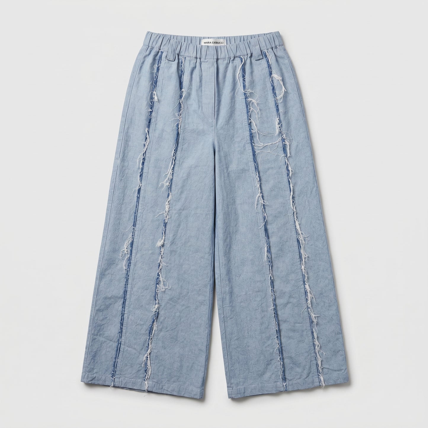 Distressed Raw Edge Wide Trousers