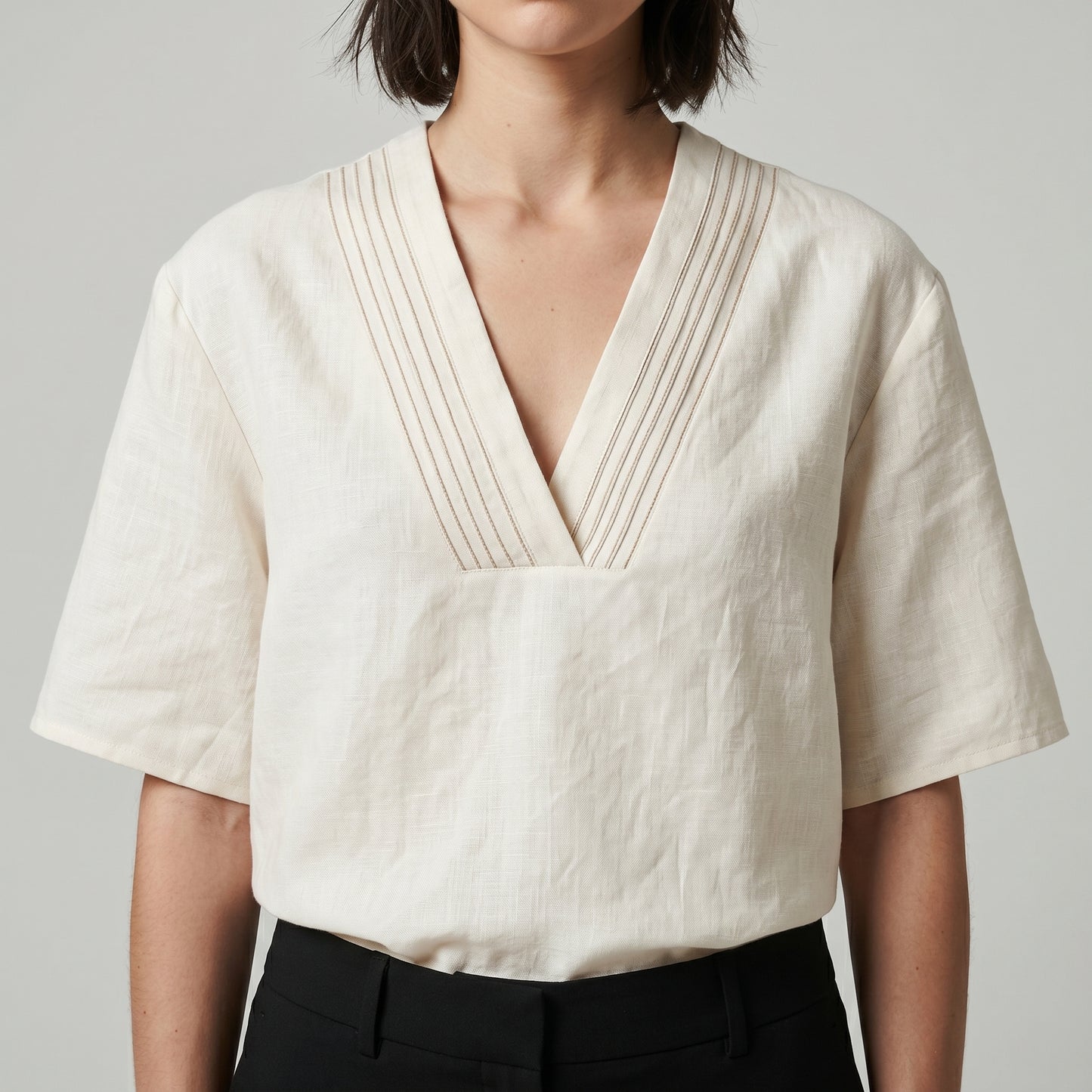 Minimalist Linen V-Neck Top