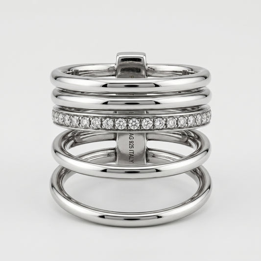Multi-Band Silver Statement Ring