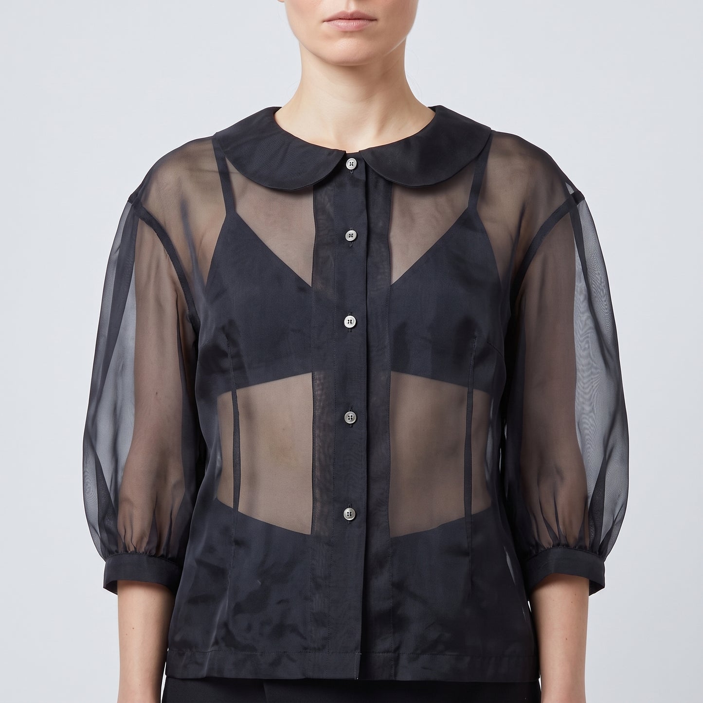 Sheer Peter Pan Collar Blouse