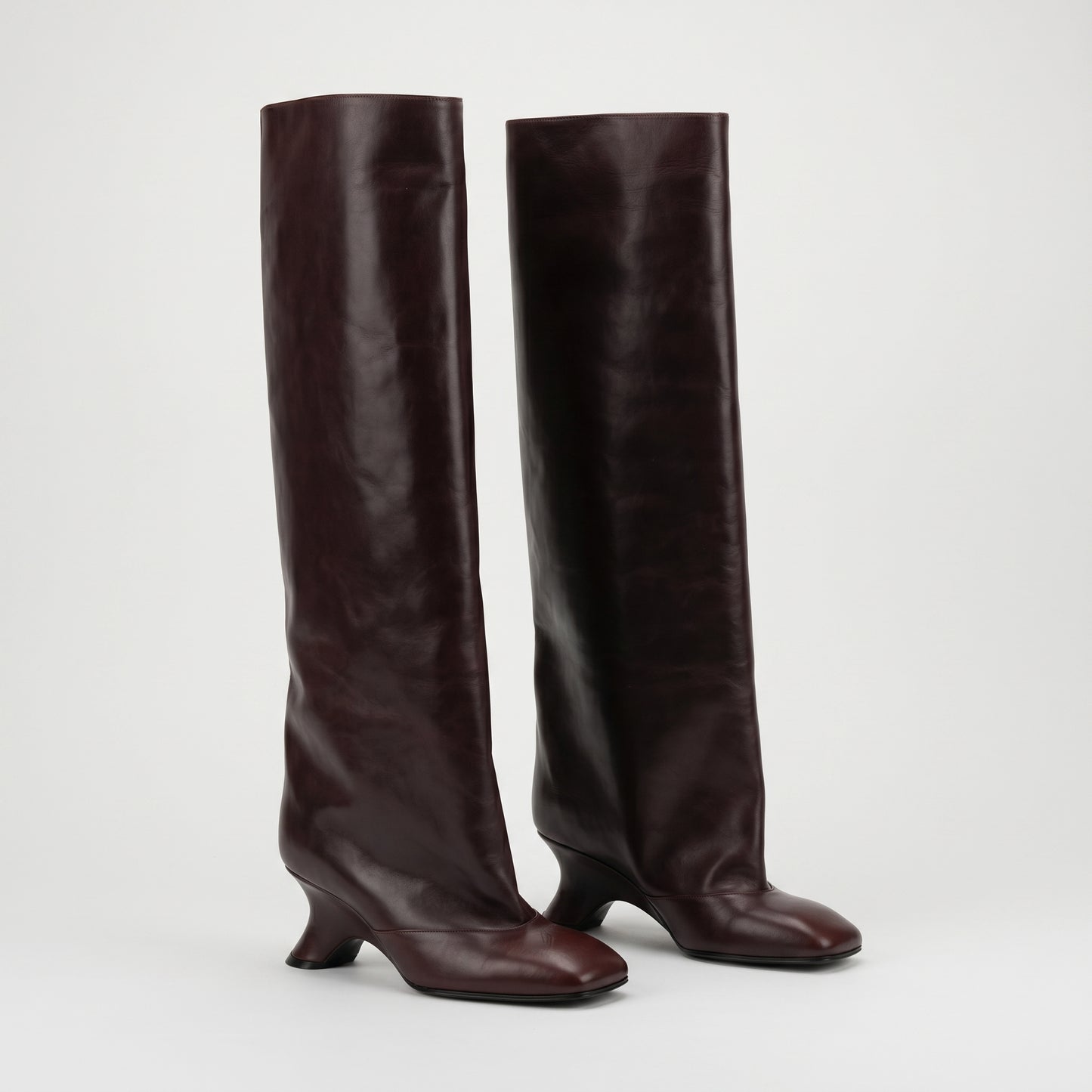 Sculptural Heel Leather Boots
