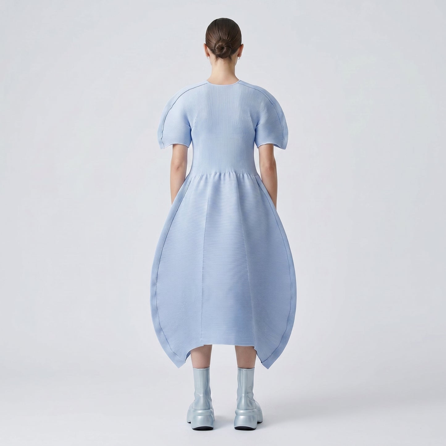 Sculptural Pleated Knit Dress