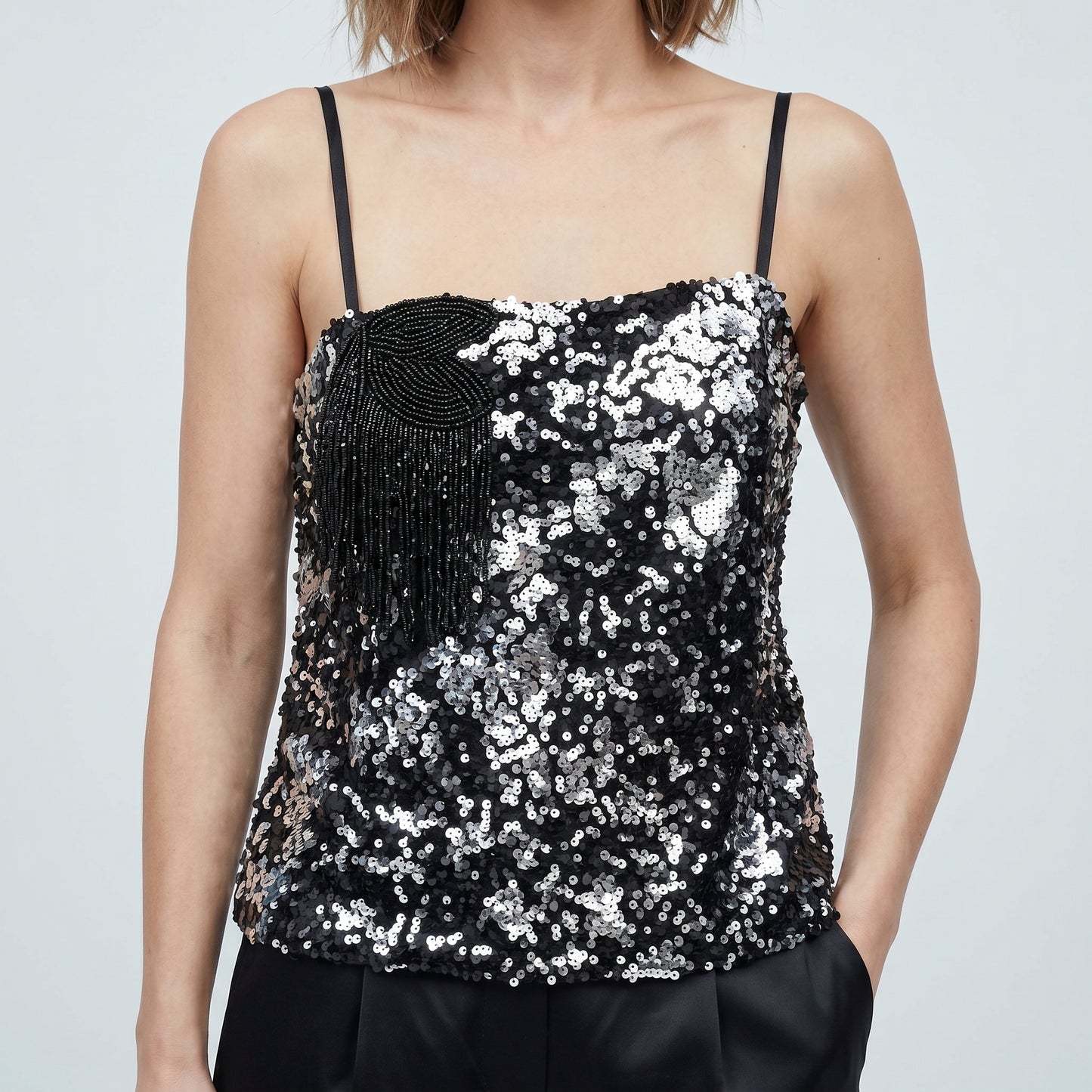 Sequined Fringe Camisole Top