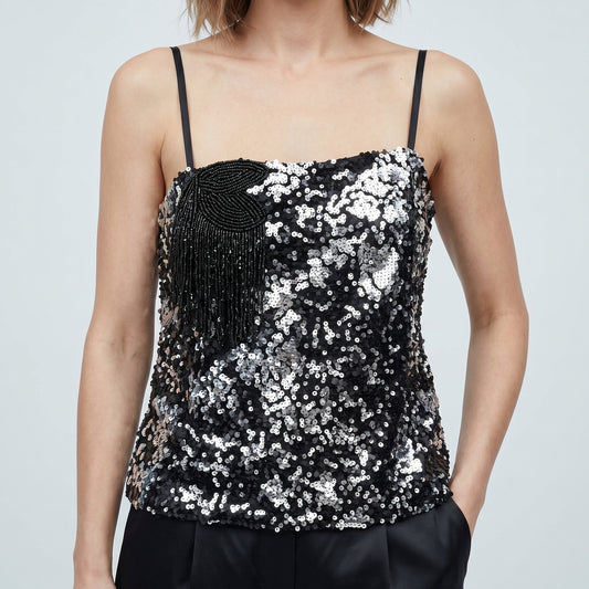 Sequined Fringe Camisole Top