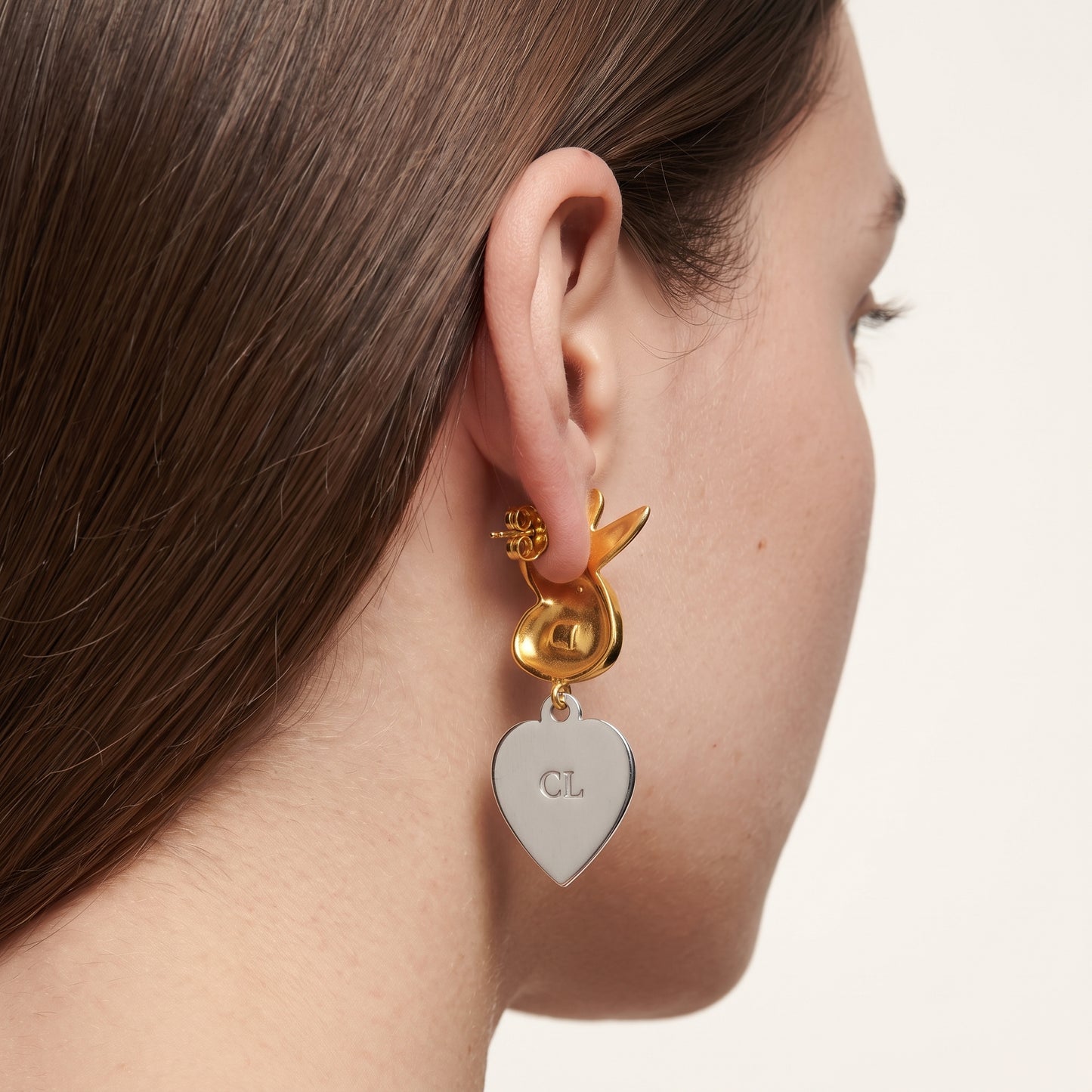 Embossed Figure Heart Drop Earrings