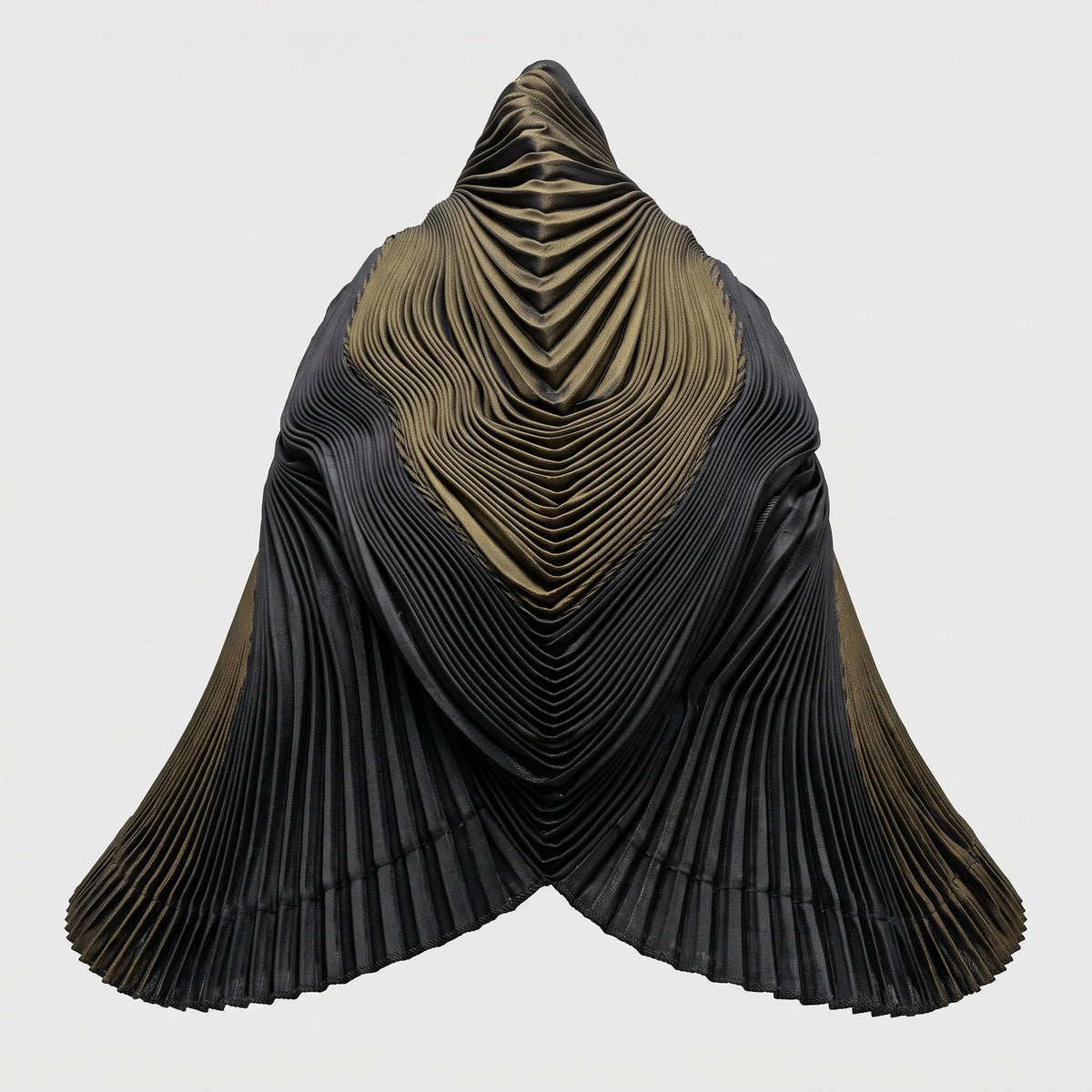 Two-Tone Pleated Sculptural Cape