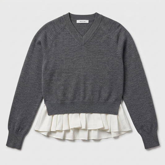 Layered Hem V-Neck Sweater