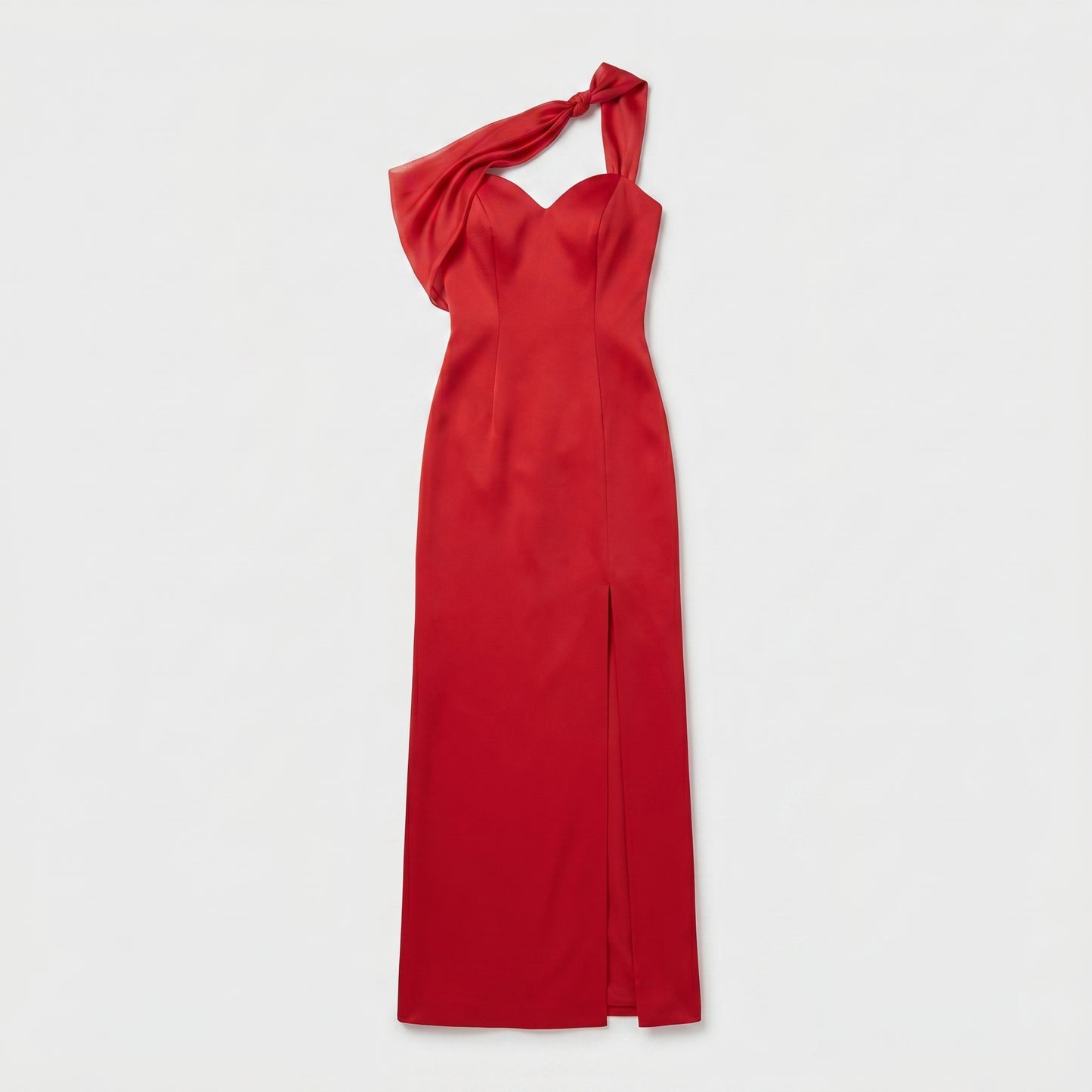 One-Shoulder Red Evening Gown
