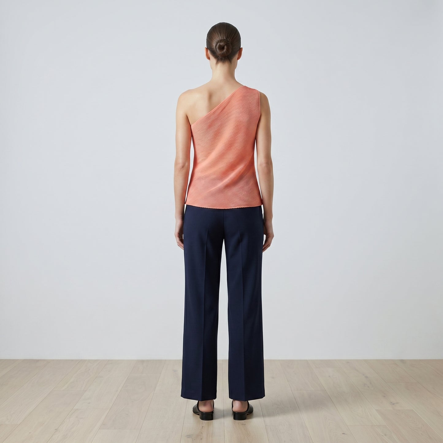 Asymmetrical Coral Ribbed Top