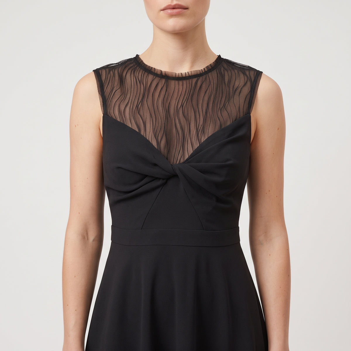 Sleeveless Twist Front Midi Dress