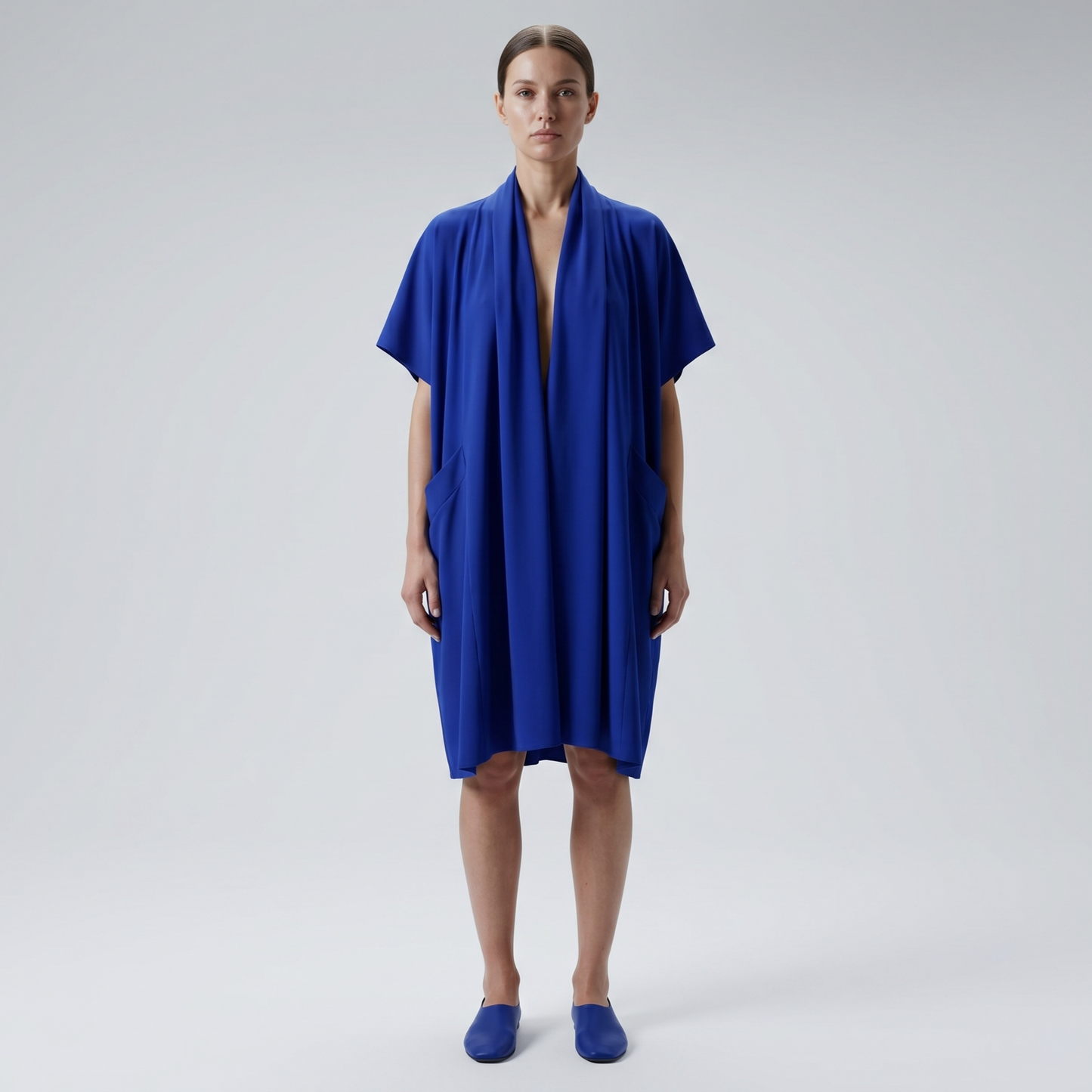 Cobalt Blue Draped Open Cardigan