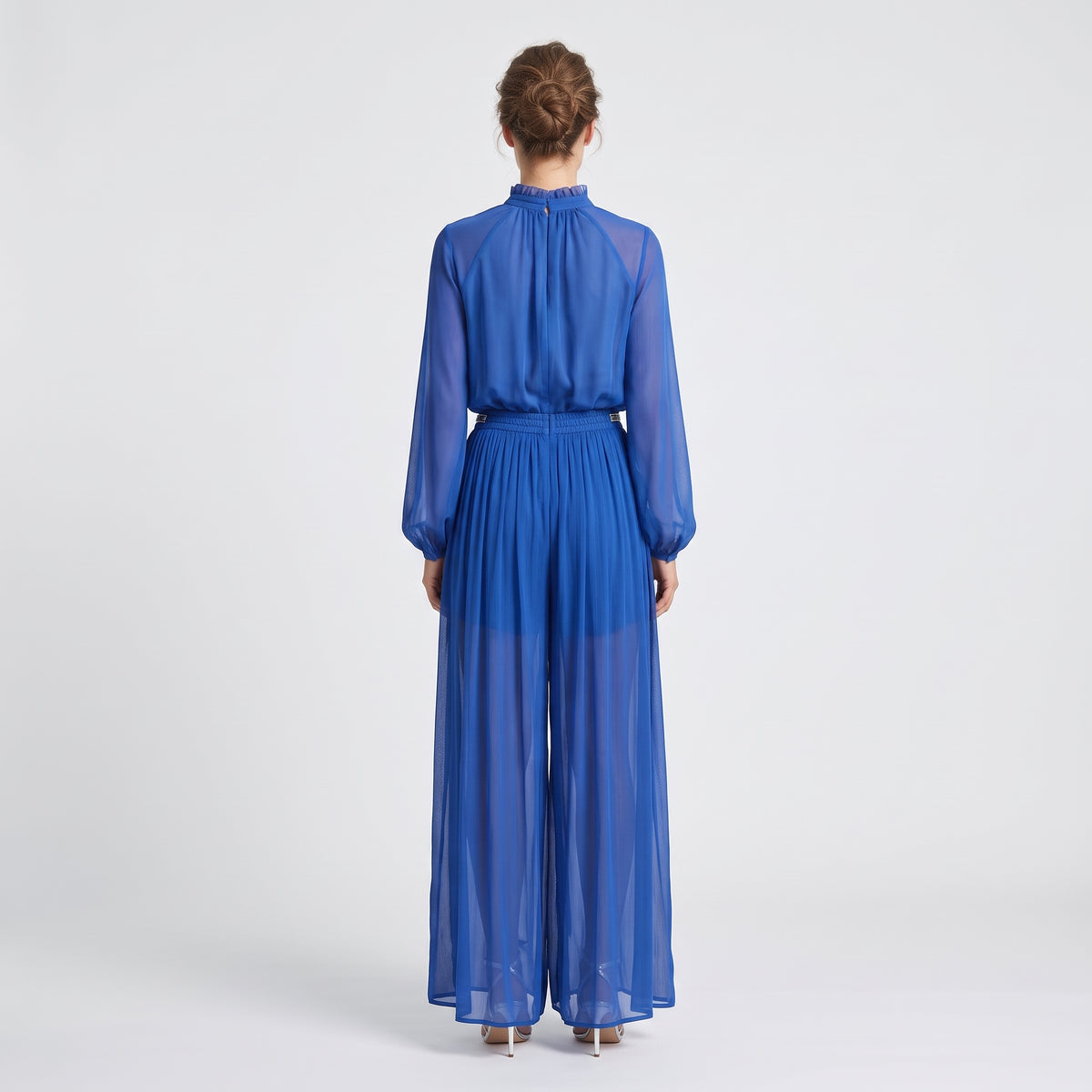 Pleated High-Waisted Wide-Leg Trousers