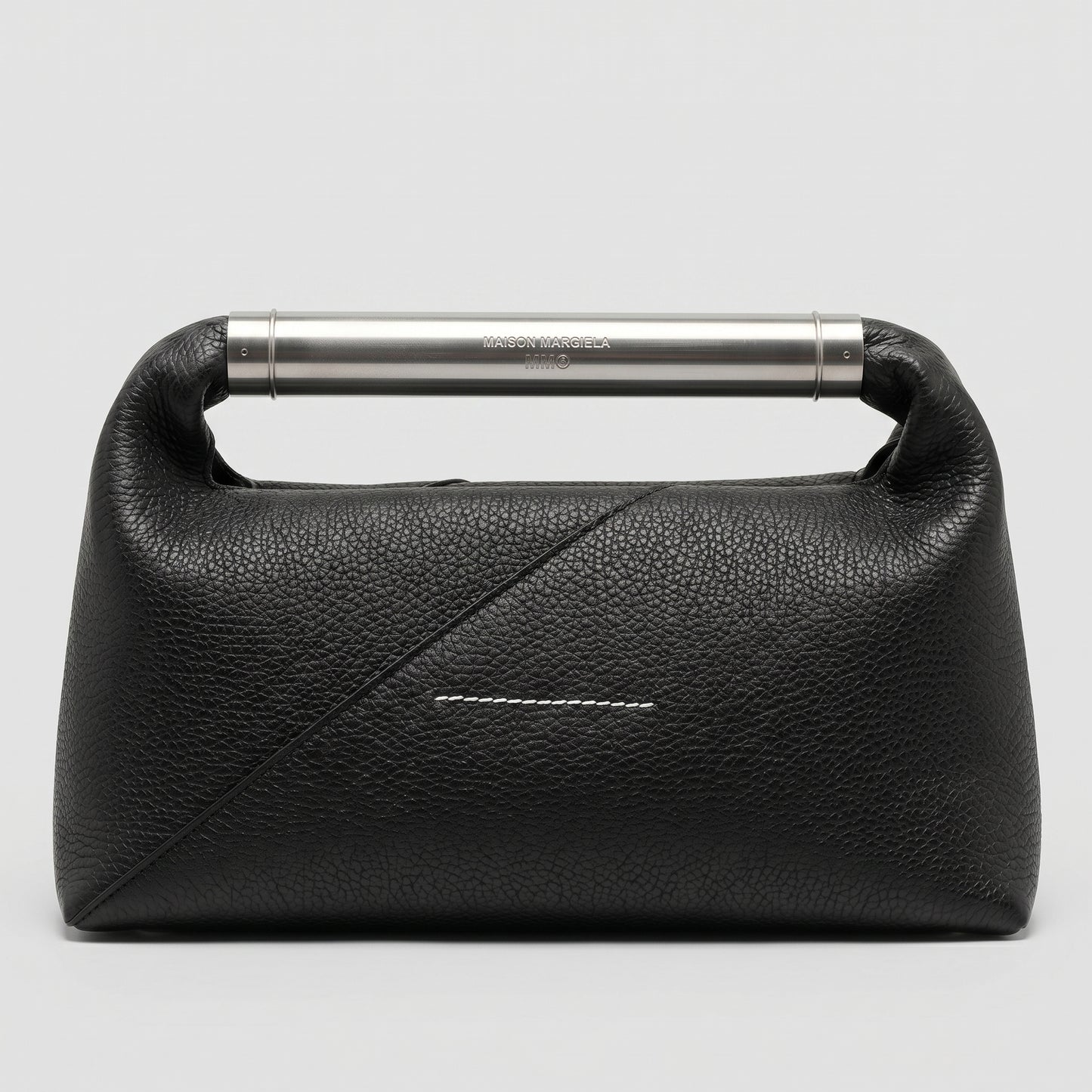 Metal Bar Leather Handbag