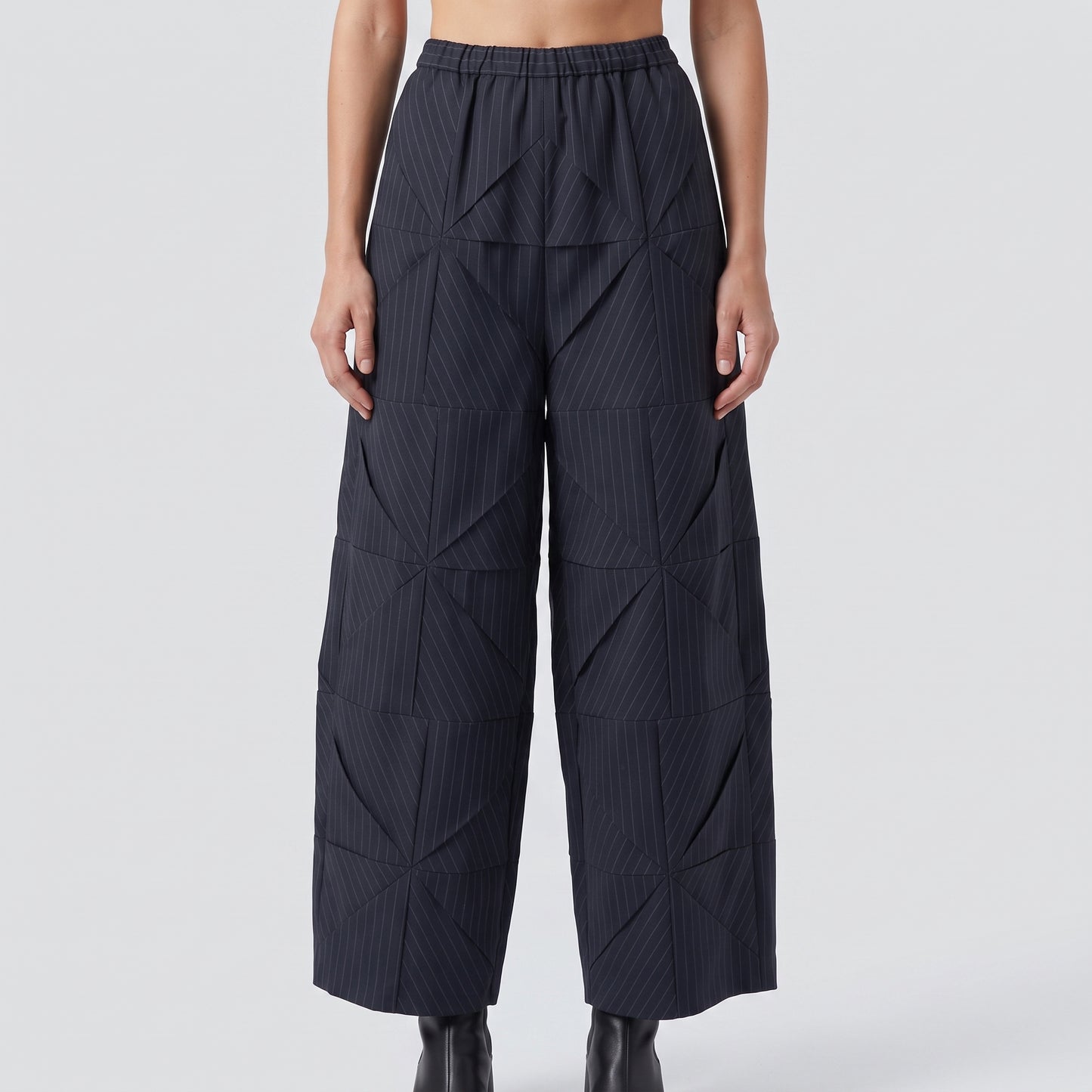 Architectural Pinstriped Wide Leg Trousers
