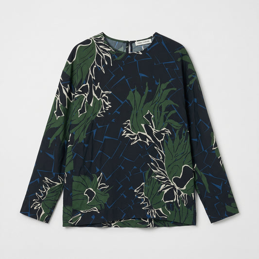Floral Print Long-Sleeve Blouse