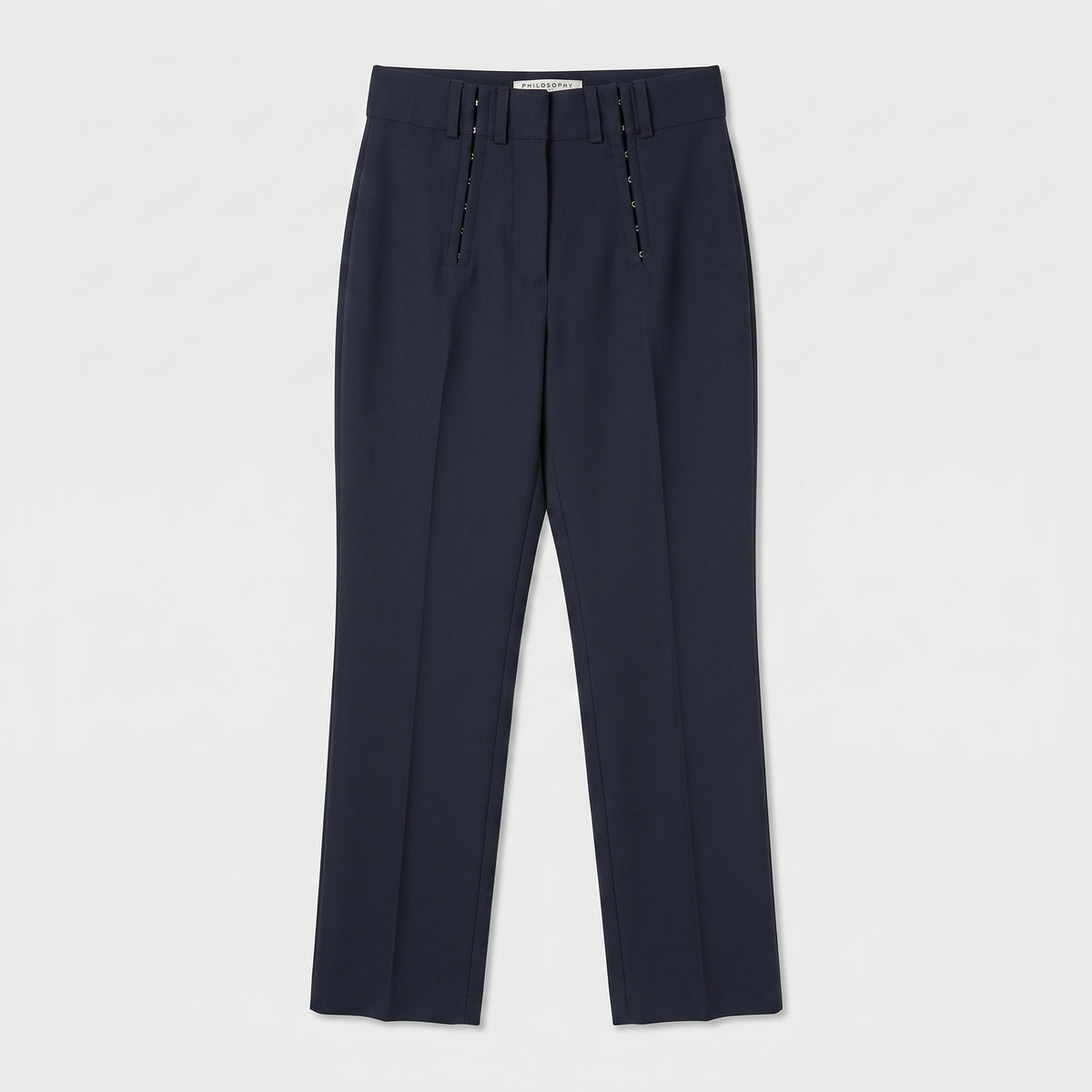 Tailored Navy High-Waist Trousers
