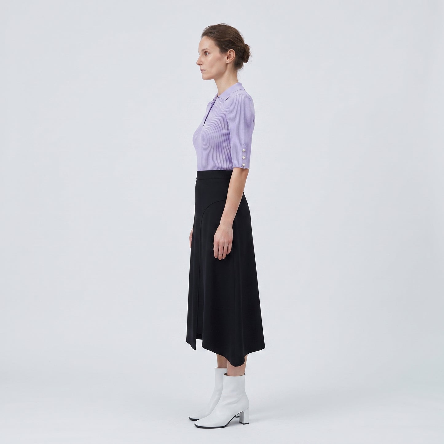 Ribbed Knit Polo Shirt