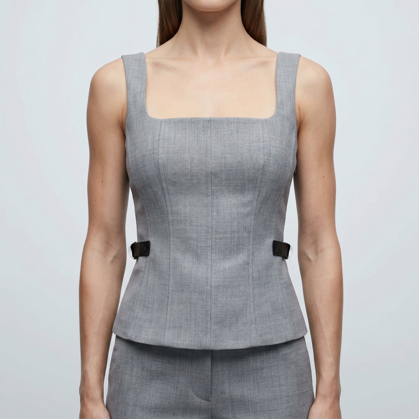 Tailored Grey Buckle Vest