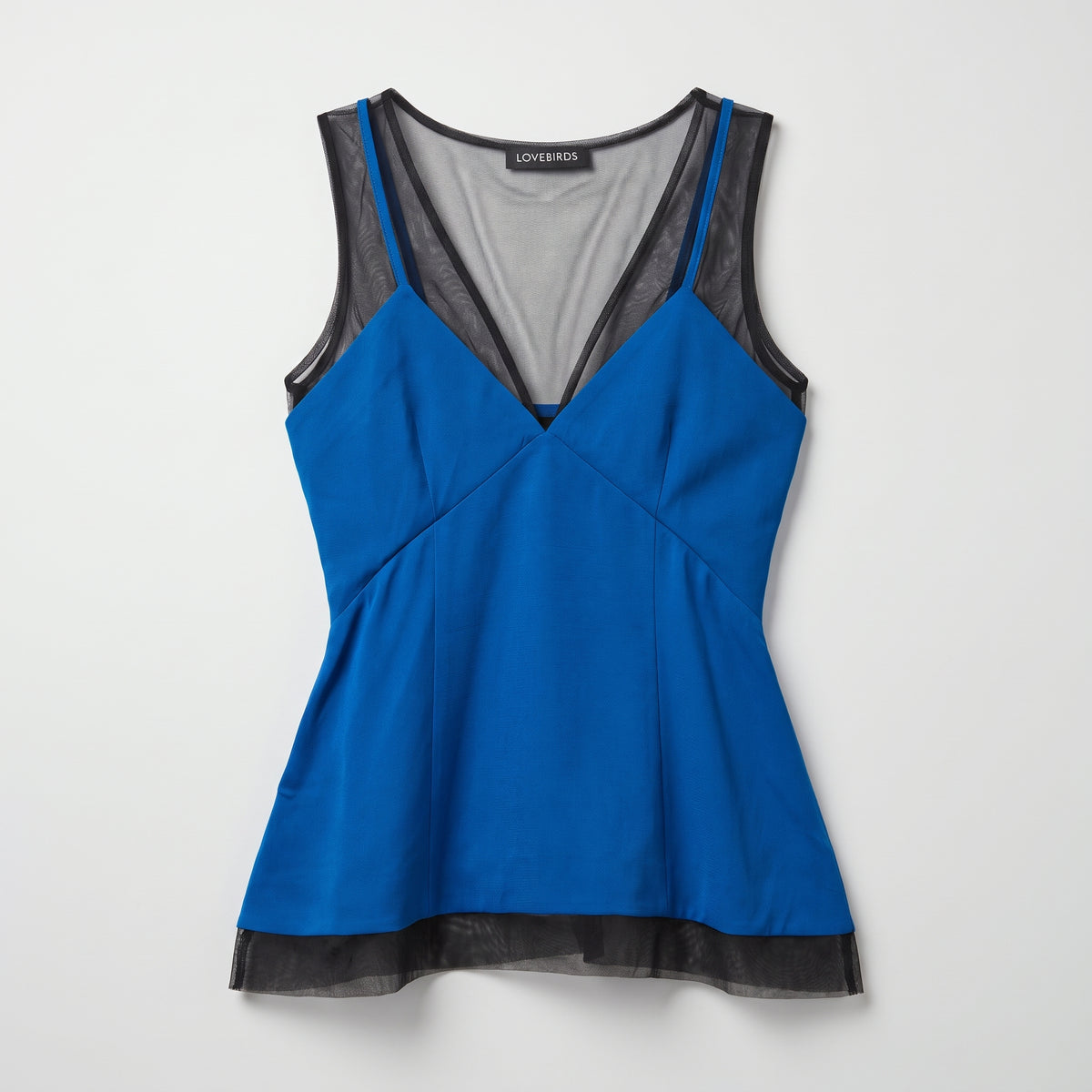 Blue Layered Mesh Tank Top
