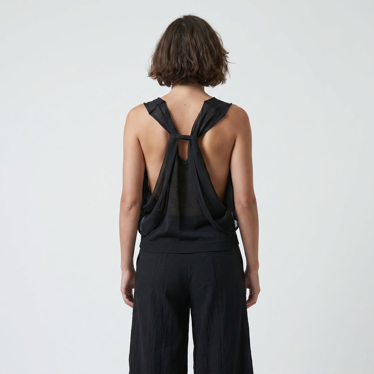 Cold-Shoulder Sheer Sleeve Top