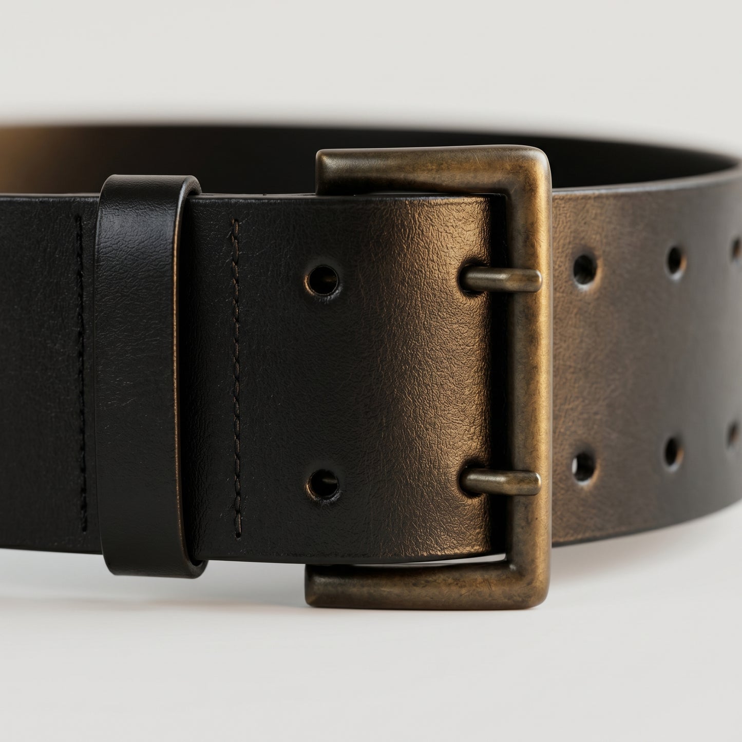 Wide Leather Double Prong Belt