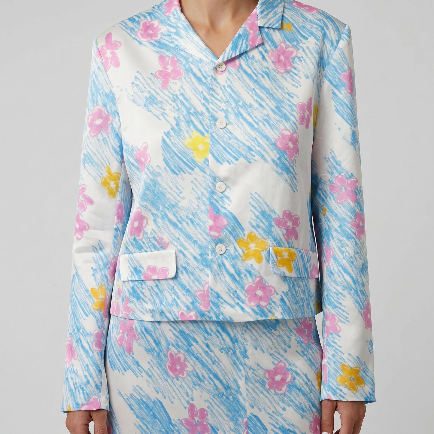 Floral Print Cropped Blazer