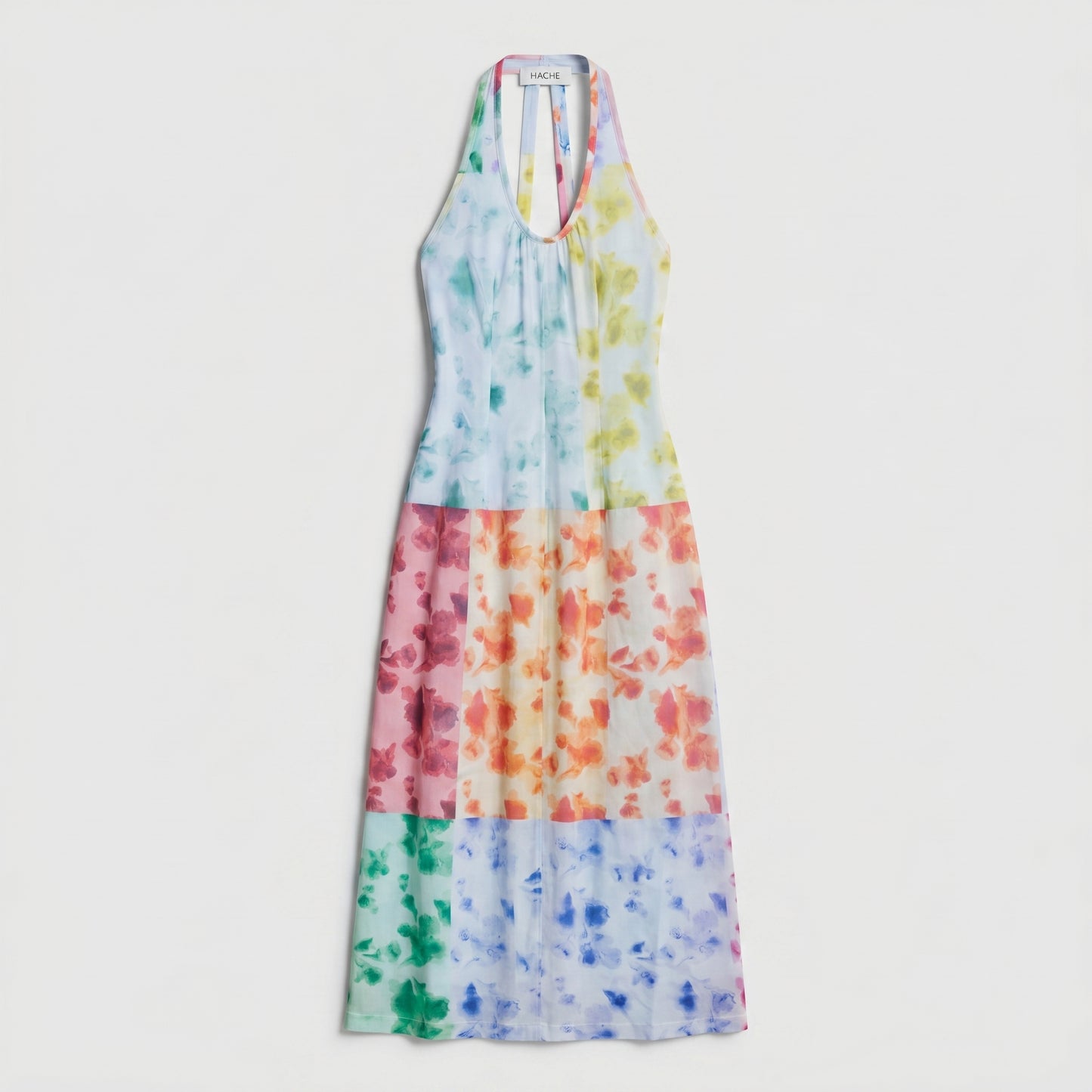 Floral Patchwork Halter Dress
