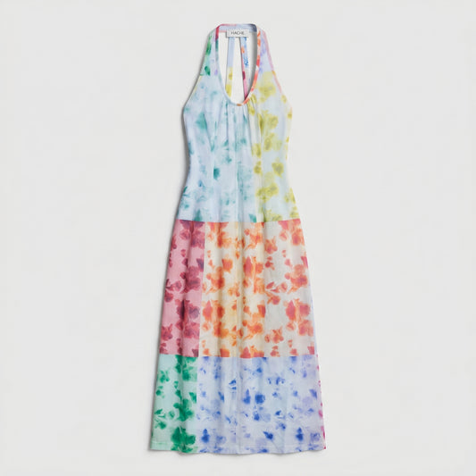 Floral Patchwork Halter Dress
