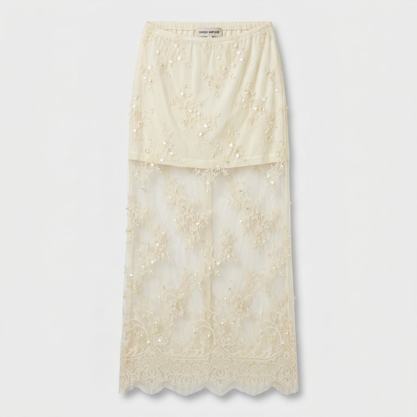 Embroidered Sheer Lace Skirt