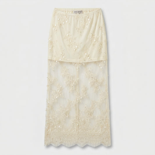 Embroidered Sheer Lace Skirt