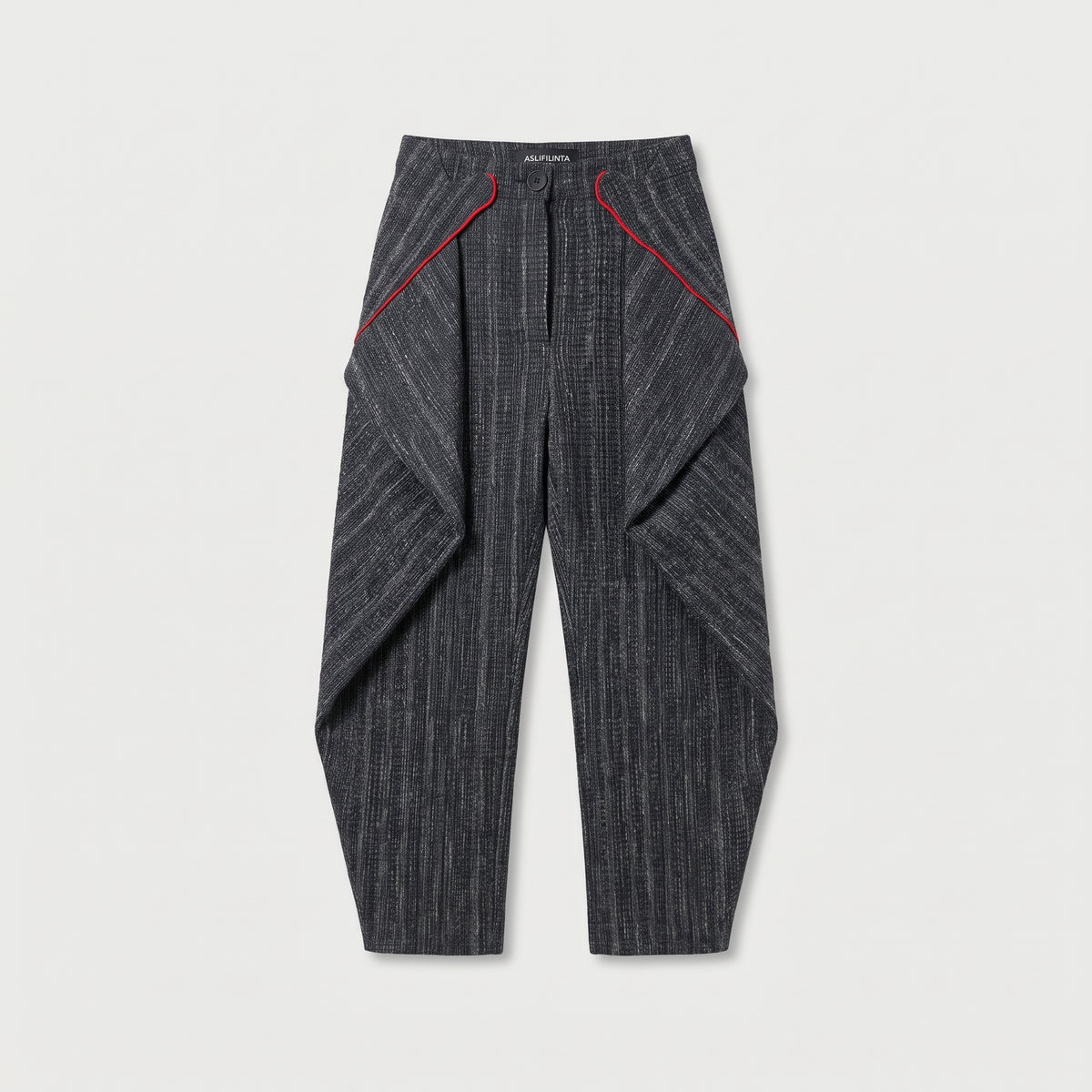 Structured Textured Wide-Leg Trousers