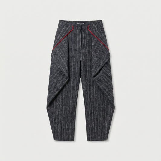 Structured Textured Wide-Leg Trousers