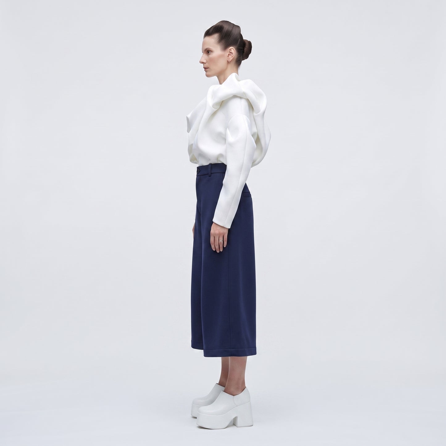 Tailored Navy Culotte Shorts