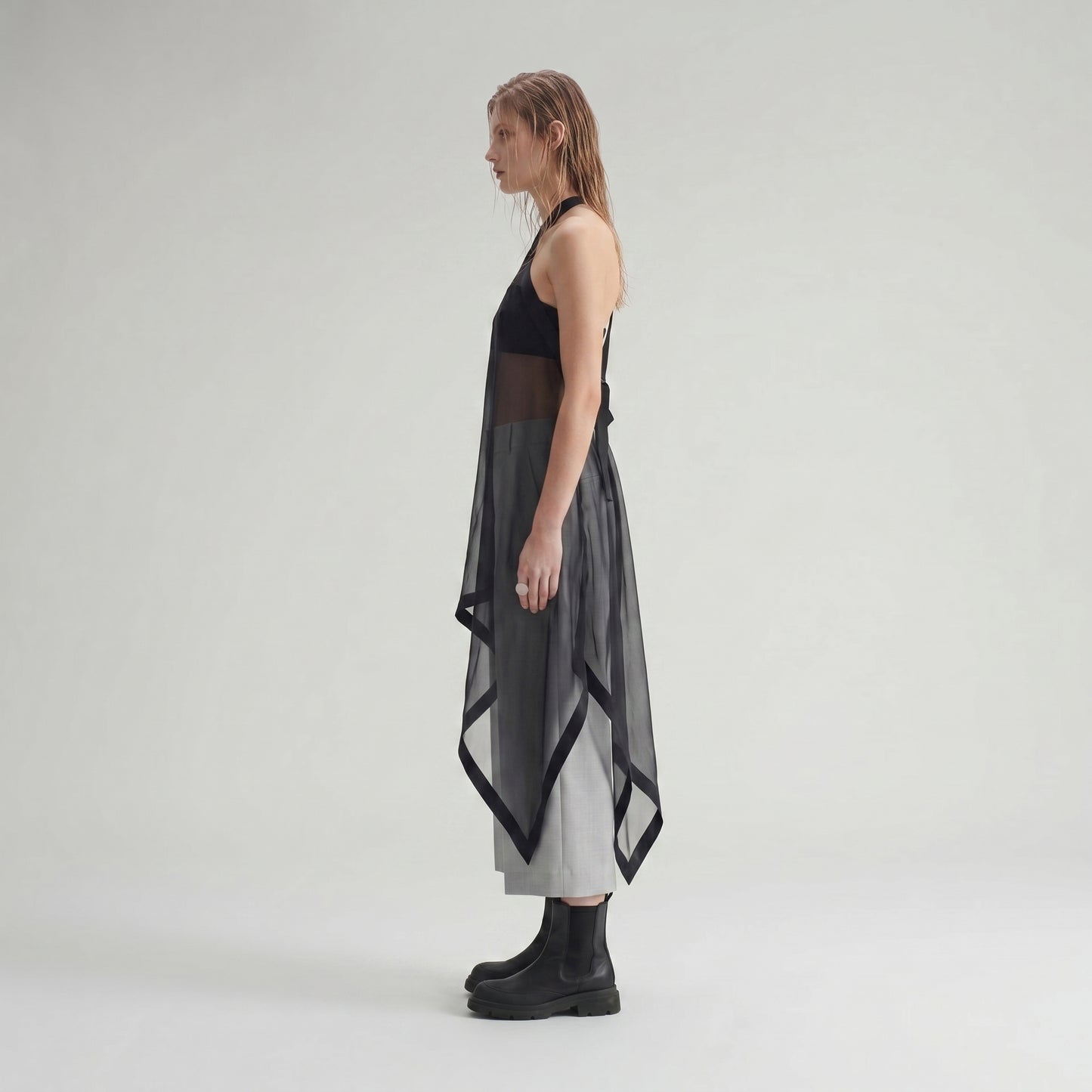 Sheer Asymmetric Halter Top