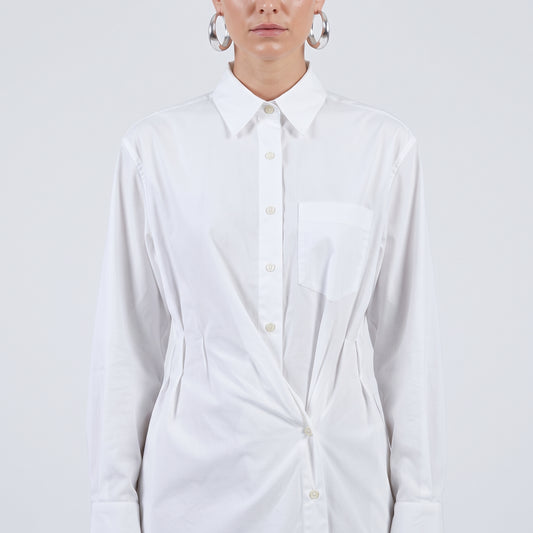 Twist Front Cotton Shirt Dress