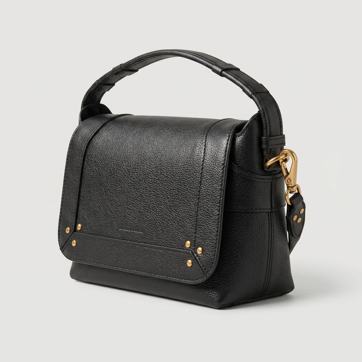 Structured Black Leather Shoulder Bag
