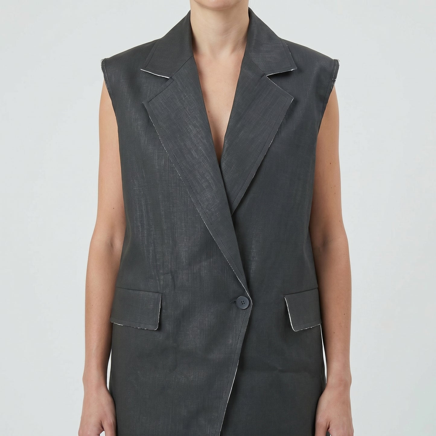 Tailored Longline Sleeveless Vest